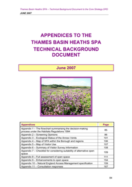 Appendices to the Thames Basin Heaths Spa Technical Background Document