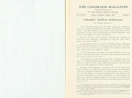 THE COLORADO MAGAZINE Published Quarterly by the State Historical Society of Colorado