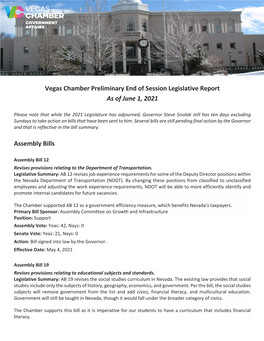 2021 Preliminary Legislative Session Report