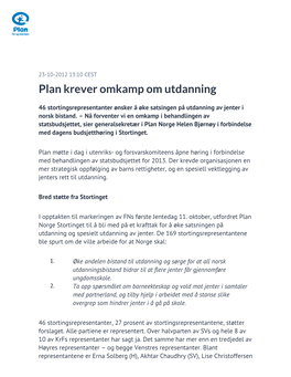 Plan Krever Omkamp Om Utdanning