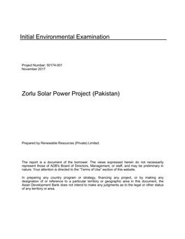 Initial Environmental Examination Zorlu Solar Power Project (Pakistan)