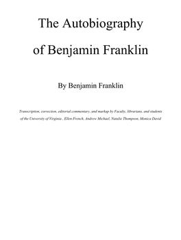 The Autobiography of Benjamin Franklin