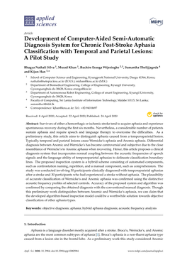 Development of Computer-Aided Semi-Automatic Diagnosis System for Chronic Post-Stroke Aphasia Classiﬁcation with Temporal and Parietal Lesions: a Pilot Study