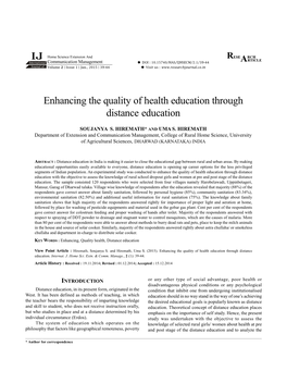 Enhancing the Quality of Health Education Through Distance Education