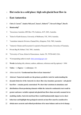 High Sub-Glacial Heat Flow in East Antarctica