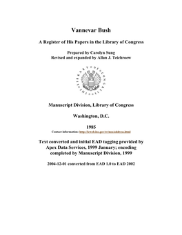 Papers of Vannevar Bush