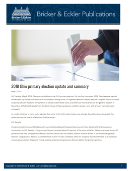 2018 Ohio Primary Election Update and Summary