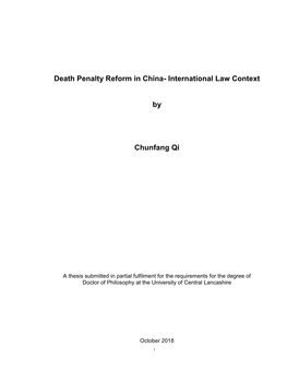 Death Penalty Reform in China- International Law Context By