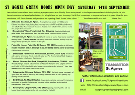 St Agnes Green Doors Open Day Saturday 14Th September Learn Direct from Others’ About Making a Property More Eco Friendly