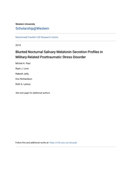 Blunted Nocturnal Salivary Melatonin Secretion Profiles in Military-Related Posttraumatic Stress Disorder