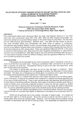 Nets Were Recorded Taking Into Consideration the Three Mode of Capture I.E Enmeshing