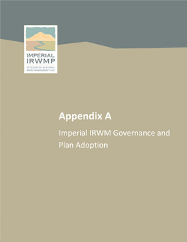 Appendix a Imperial IRWM Governance and Plan Adoption