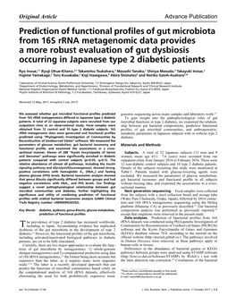 Prediction of Functional Profiles of Gut Microbiota from 16S Rrna