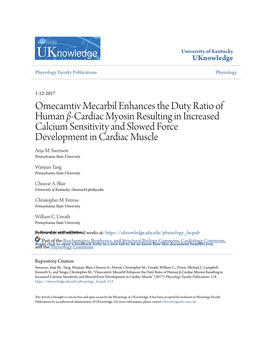 Omecamtiv Mecarbil Enhances the Duty Ratio of Humanβ-Cardiac