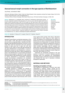 AR TICL E Asexual-Sexual Morph Connection in the Type Species of Berkleasmium