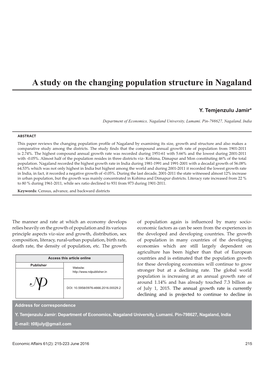 A Study on the Changing Population Structure in Nagaland