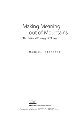 Making Meaning out of Mountains the Political Ecology of Skiing