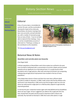 Botany Section News Issue 16 – August 2018
