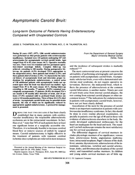 Asymptomatic Carotid Bruit