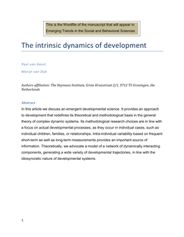 The Intrinsic Dynamics of Development