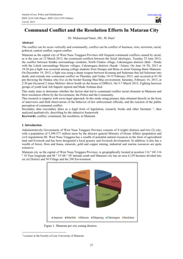 Communal Conflict and the Resolution Efforts in Mataran City