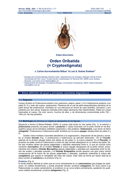 Orden Oribatida (= Cryptostigmata)