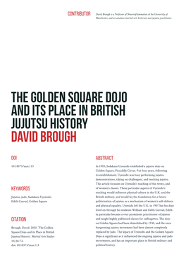 The Golden Square Dojo and Its Place in British Jujutsu History David Brough