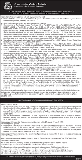 Government of Western Australia Department of Environment Regulation