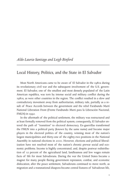 Local History, Politics, and the State in El Salvador
