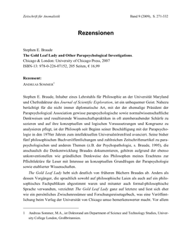 Rezensionen Zeitschrift Für Anomalistik 2009