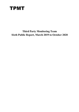 TPMT 6Th Public Report, Mar 2019 to Oct 2020