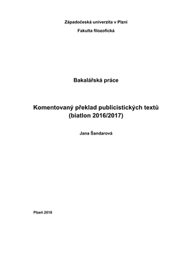 Komentovaný Překlad Publicistických Textů (Biatlon 2016/2017)