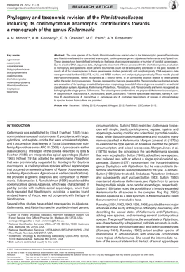 Phylogeny and Taxonomic Revision of the Planistromellaceae Including Its Coelomycetous Anamorphs: Contributions Towards a Monograph of the Genus Kellermania