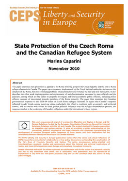 State Protection of the Czech Roma and the Canadian Refugee System Marina Caparini November 2010