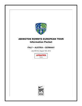 ABINGTON ROWDYS EUROPEAN TOUR Information Packet