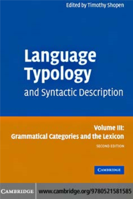 Language Typology and Syntactic Description, Second Edition Volume