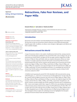 Retractions, Fake Peer Reviews, and Paper Mills