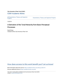 A Derivation of the Tonal Hierarchy from Basic Perceptual Processes