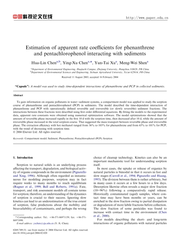 Estimation of Apparent Rate Coefficients for Phenanthrene And