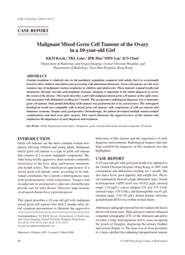 Malignant Mixed Germ Cell Tumour of the Ovary in a 10-Year-Old Girl