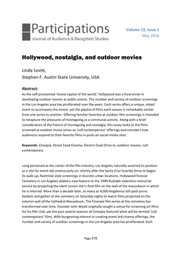 Hollywood, Nostalgia, and Outdoor Movies