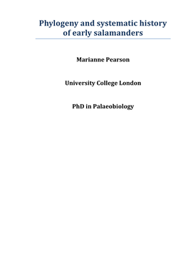 Phylogeny and Systematic History of Early Salamanders