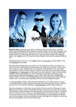 Neue Presseinformation Bad Boys Blue 2014