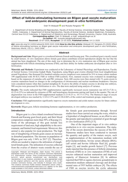 Effect of Follicle-Stimulating Hormone on Bligon Goat Oocyte Maturation and Embryonic Development Post in Vitro Fertilization