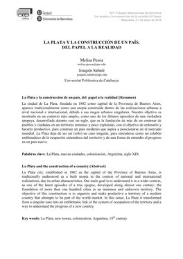 La Plata Y La Construcción De Un País, Del Papel a La Realidad