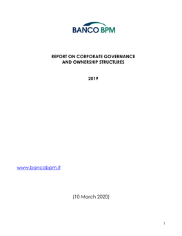 Report on Corporate Governance and Ownership Structures 2019