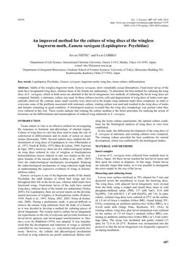 An Improved Method for the Culture of Wing Discs of the Wingless Bagworm Moth, Eumeta Variegata (Lepidoptera: Psychidae)