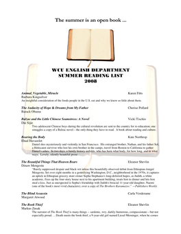 English Department Summer Reading List 2008