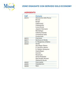 Zone Disagiate Con Servizio Solo Economy