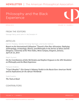 APA Newsletter on the Black Experience, Vol. 14, No. 2 (Spring